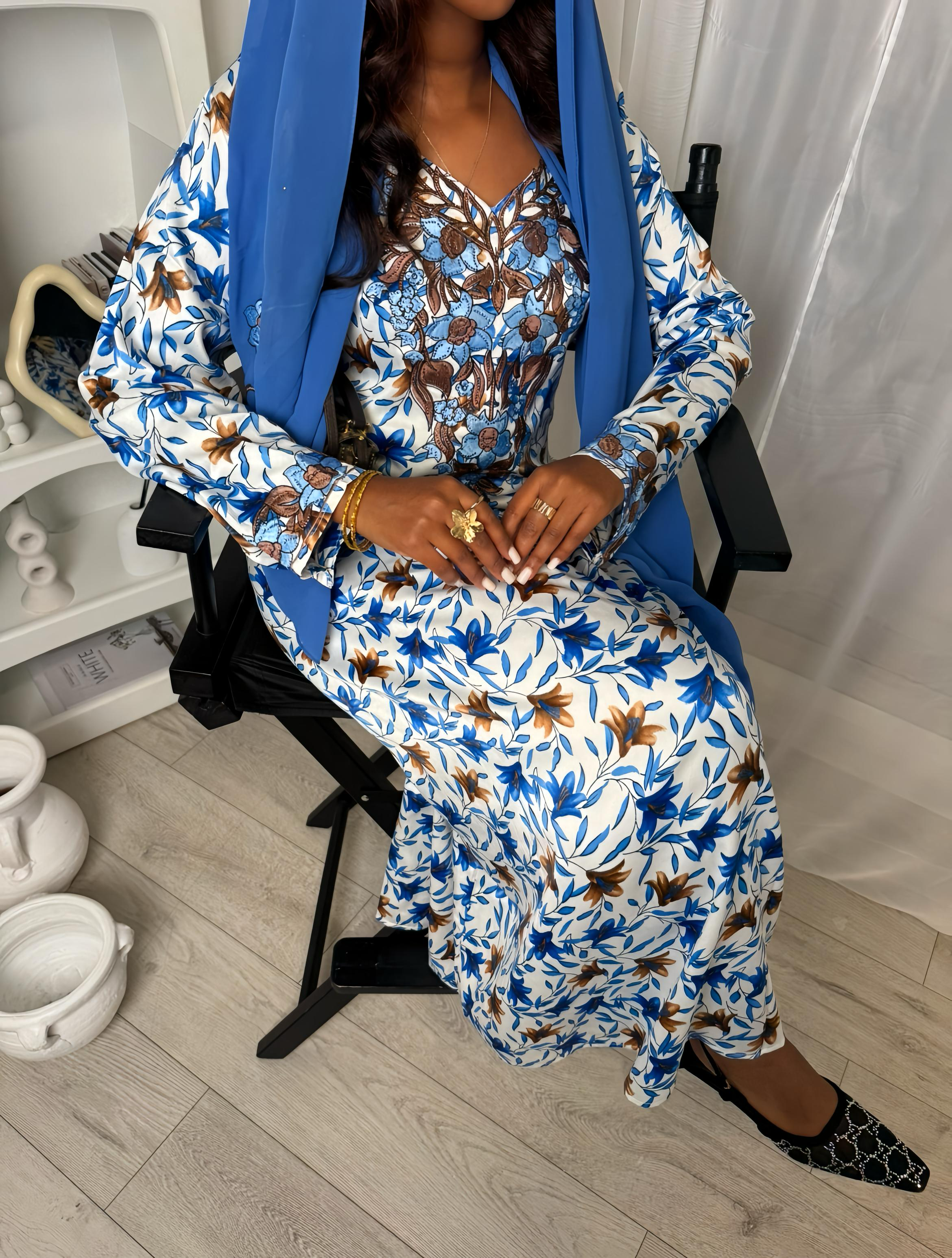 Blue floral Mukhawar